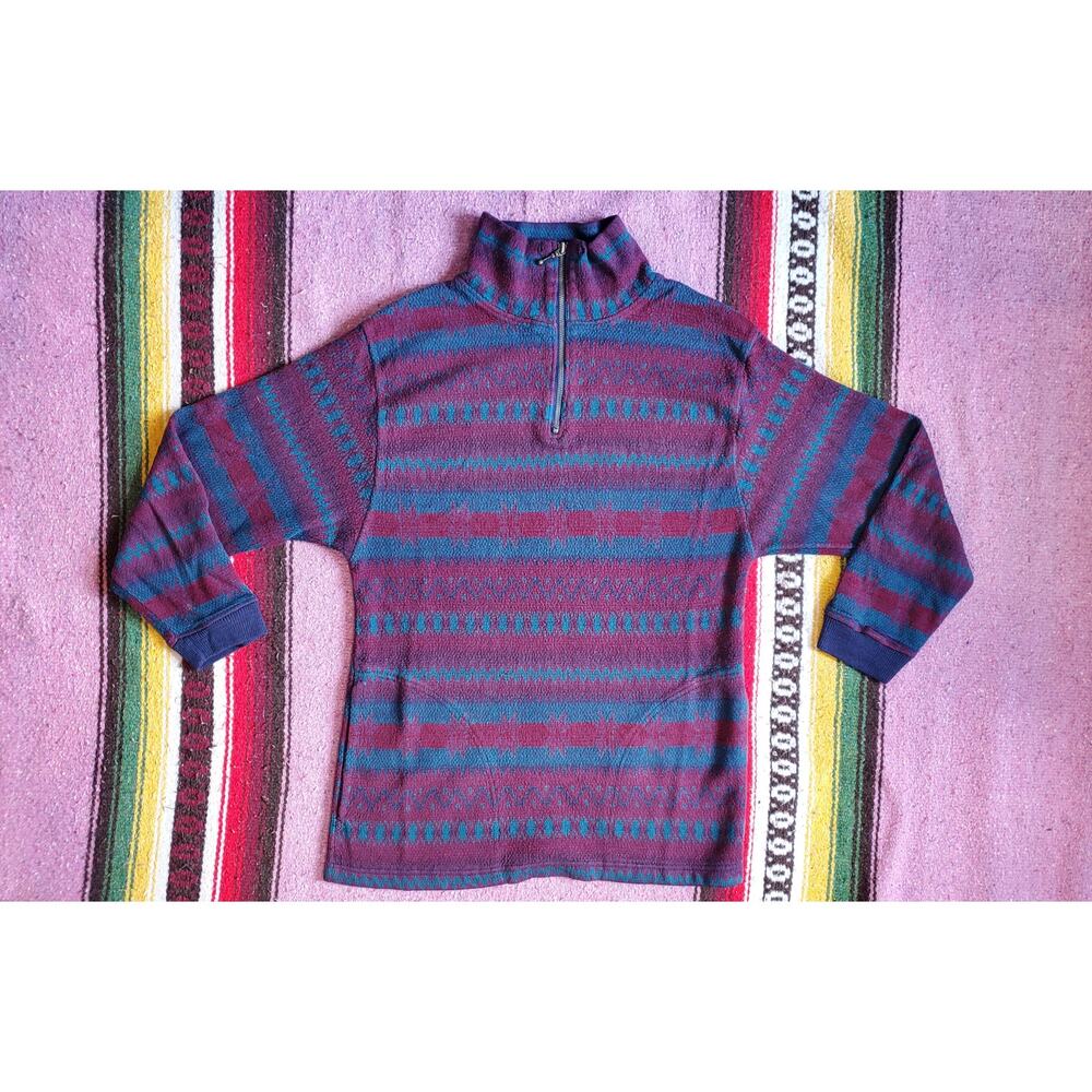 Vintage Santana Tribal Quarter Zip Pullover Sweater M